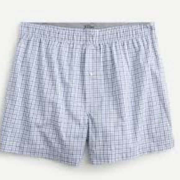 J.Crew Blue mini-tattersall Patterned Cotton Boxers NEW BT865 Size M and L - Picture 1 of 7